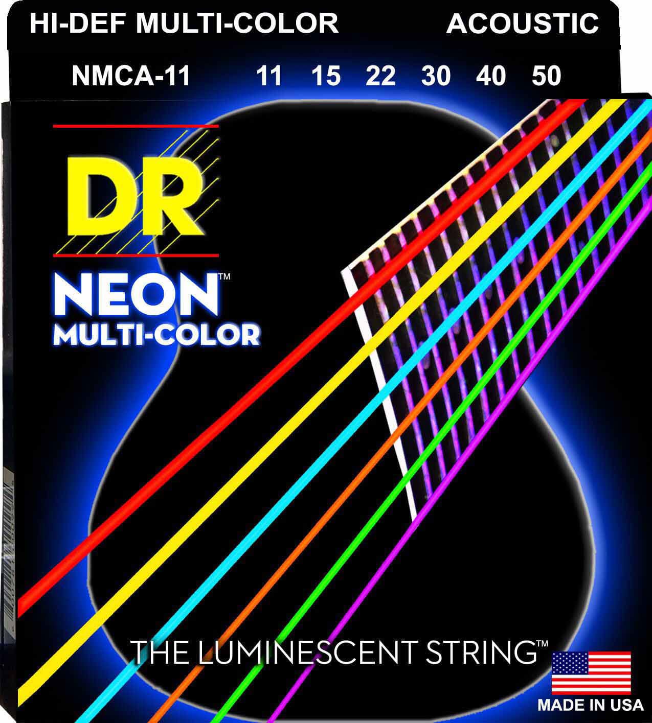 DR STRINGS NMCA-11 NEON MULTI-COLOR HI-DEF 11-50