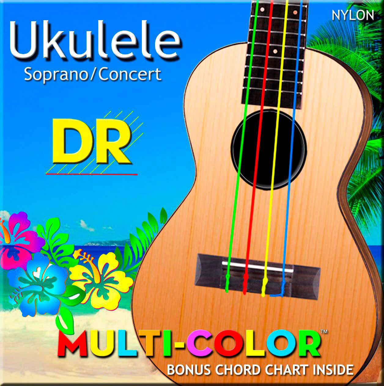 DR STRINGS UMCSC UKELELE MULTICOLOR SOPRANO/CONCERT