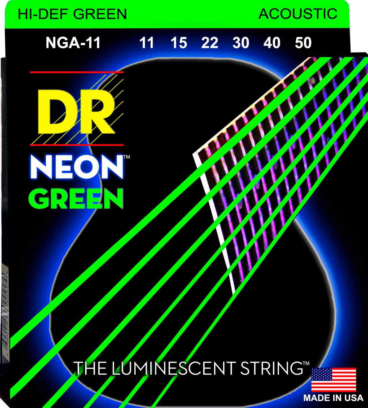 DR STRINGS NGA-11 DR NEON GREEN HI-DEF 11-50