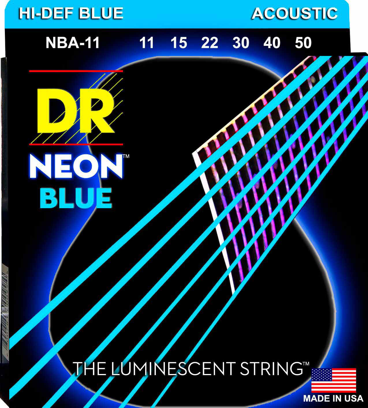 DR STRINGS NBA-11 NEON BLUE HI-DEF 11-50