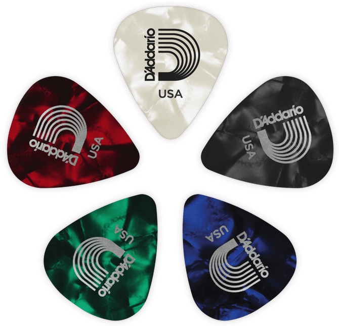 D'ADDARIO AND CO Assorted Pearl Celluloid Guitar Picks 10 Pack Medium