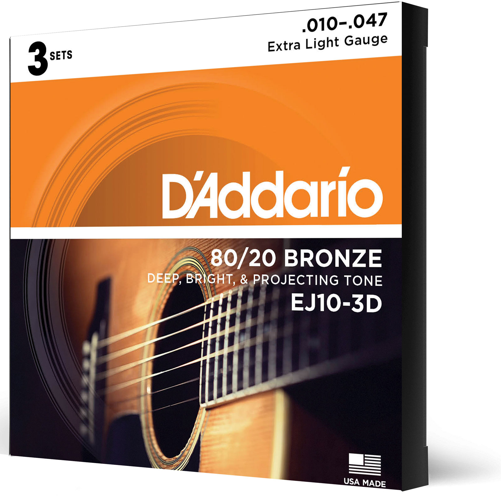 D'ADDARIO AND CO EJ10-3D Bronze Extra Light 10-47 (3 Jeux)