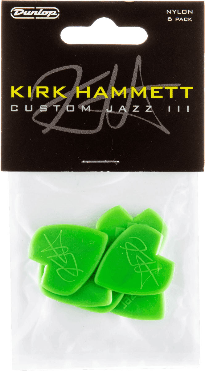 JIM DUNLOP MEDIATORS JAZZ KIRK HAMMET JAZZ III PLAYER'S PACK OF 6, HEAVY 1,38MM X 6