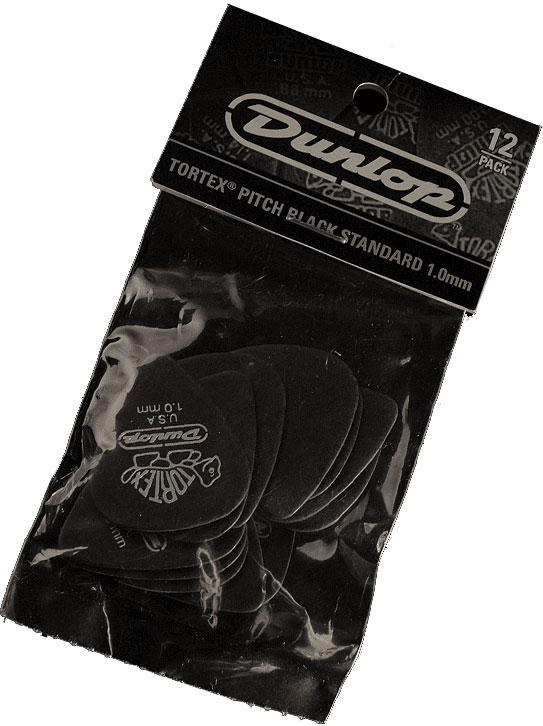 JIM DUNLOP ADU 488P100 - TORTEX PITCH BLACK PLAYERS PACK - 1,00 MM (BY 12)