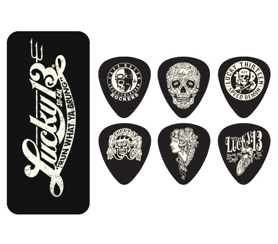 JIM DUNLOP L13CT73 Boite en Metal de 6 Motif Lucky 13
