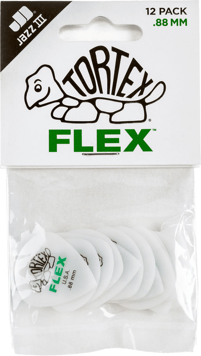 JIM DUNLOP TORTEX FLEX JAZZ III 0,88MM PICK 12 PCS.