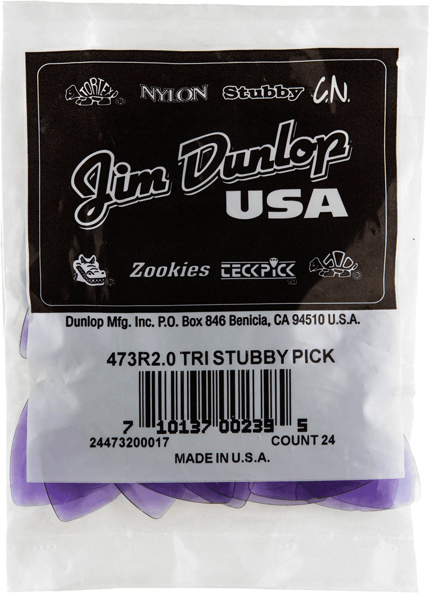 JIM DUNLOP TRI STUBBY, SACHET DE 24, LIGHT PURPLE, 2.00 MM