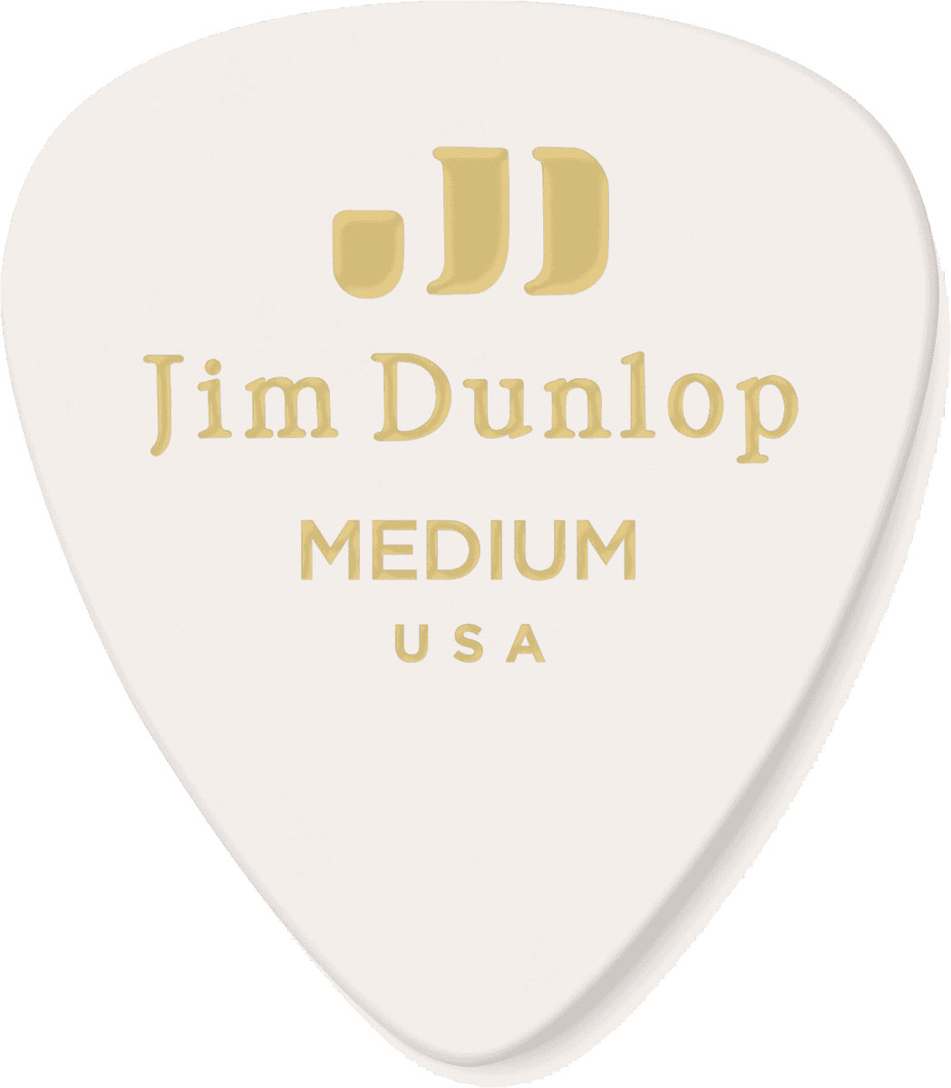 JIM DUNLOP GENUINE CELLULOID CLASSIC, PLAYER'S PACK OF 12, WHITE, MEDIUM
