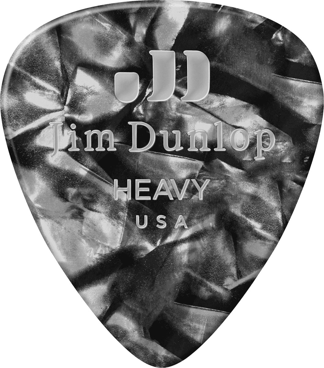 JIM DUNLOP GENUINE CELLULOID CLASSIC, PLAYER'S PACK OF 12, PERLOID BLACK, HEAVY