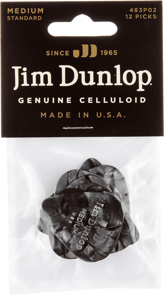 JIM DUNLOP Celluloid Black Perloid Medium par 12