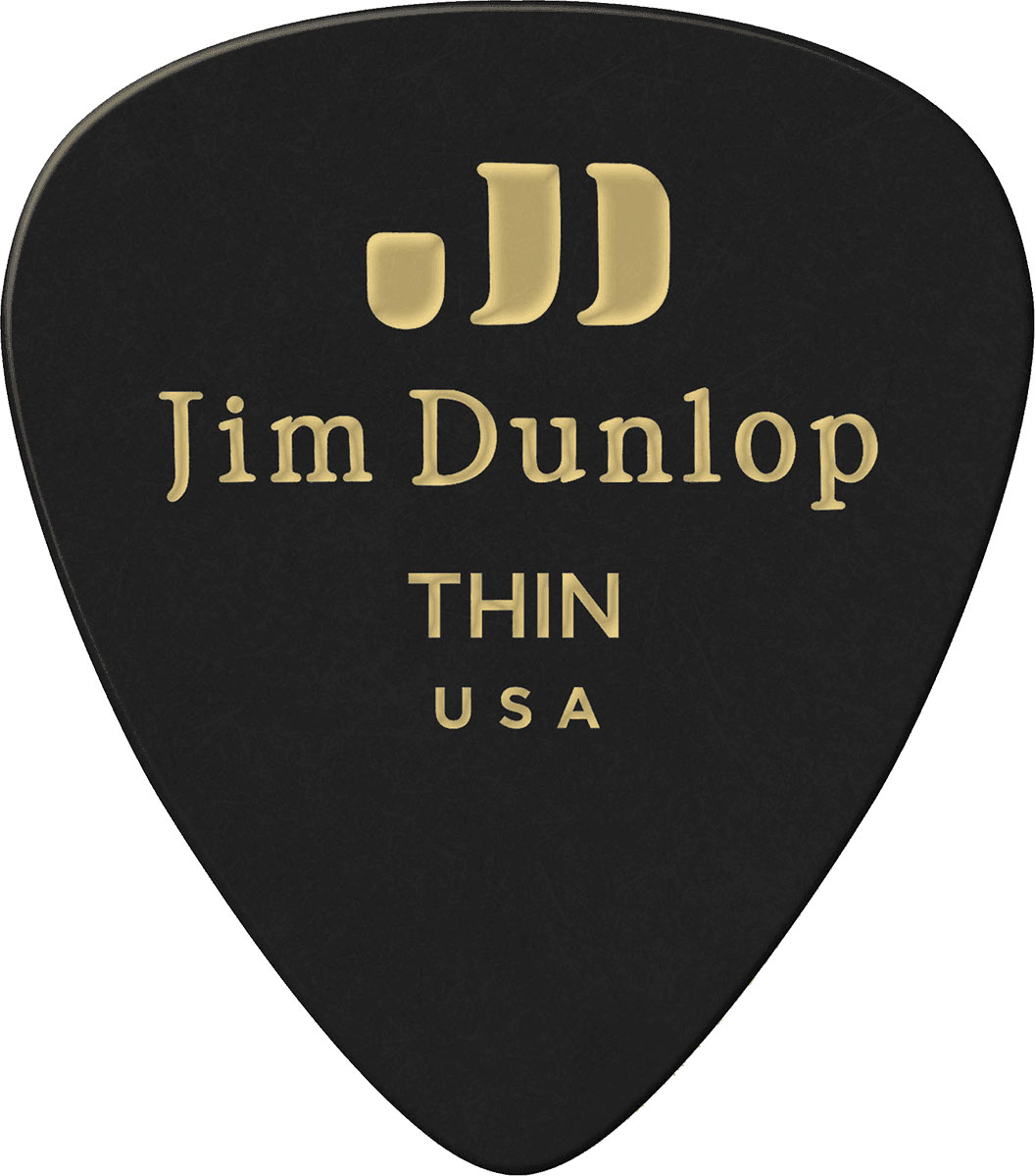 JIM DUNLOP GENUINE CELLULOID CLASSIC, PLAYER'S PACK OF 12, BLACK, THIN