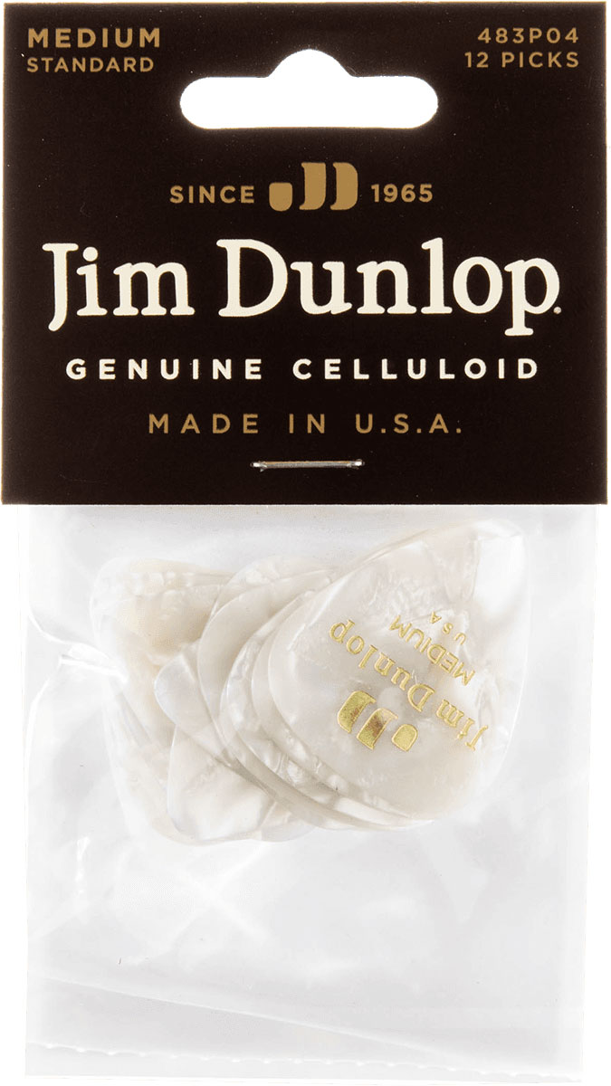 JIM DUNLOP Celluloid White Perloid Medium par 12