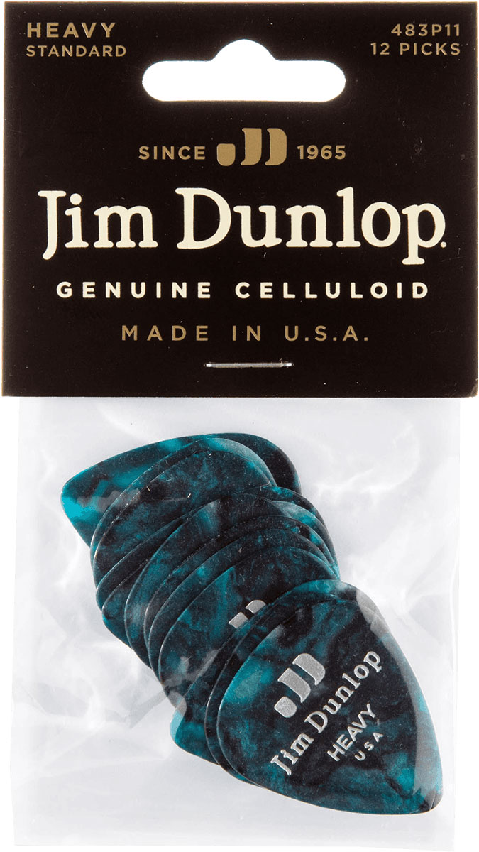 JIM DUNLOP Mediator Celluloid Turquoise Pearl Heavy 12 Pack