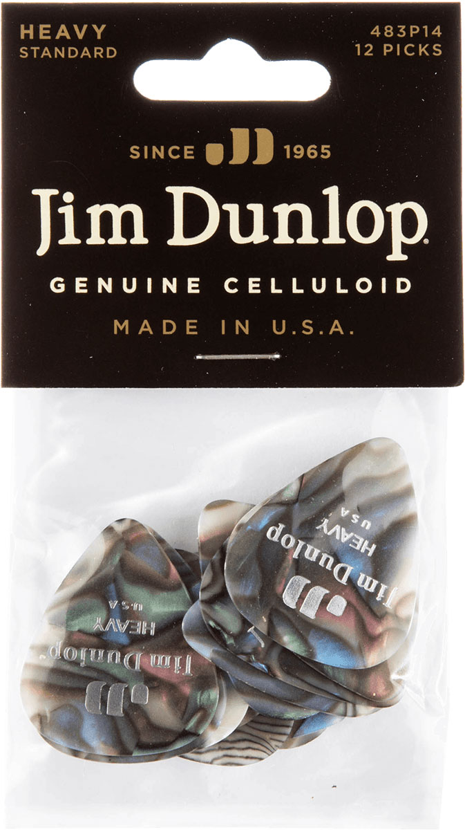 JIM DUNLOP PICK CELLULOID ABALONE HEAVY BAG OF 12
