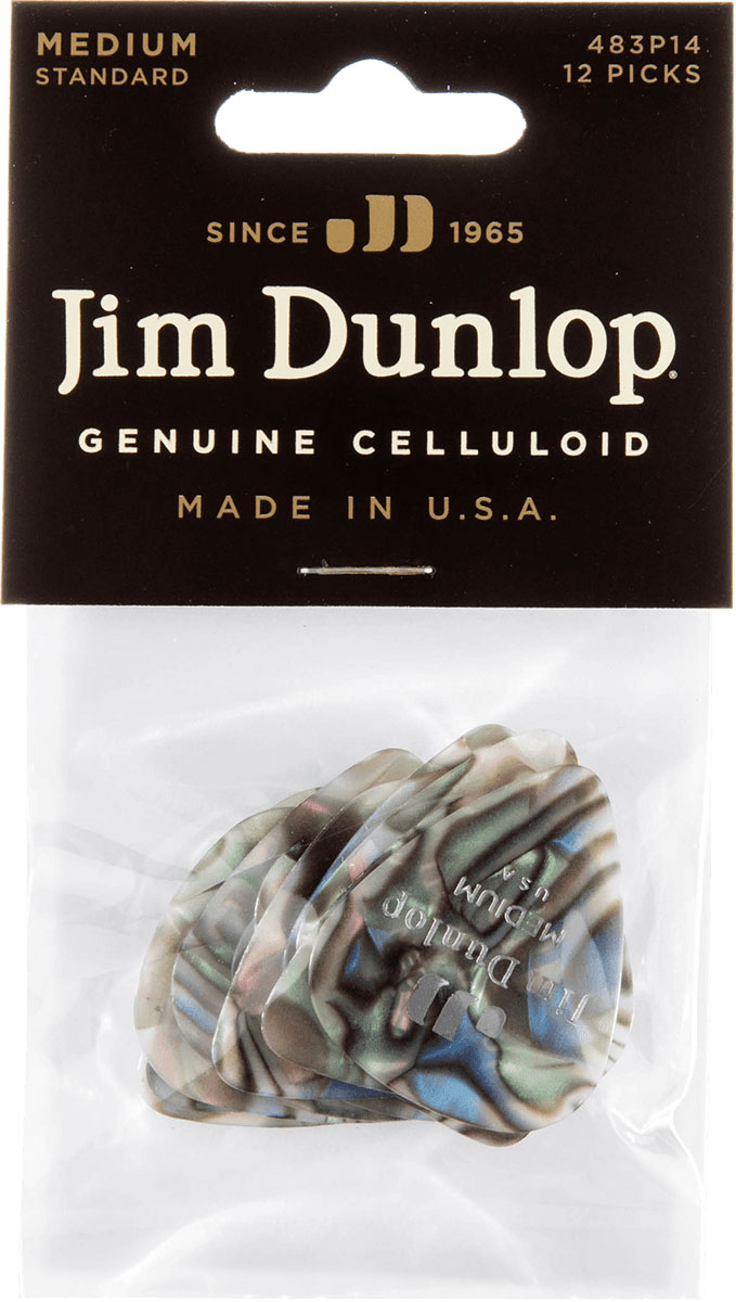 JIM DUNLOP Médiator Celluloid Abalone Medium Sachet de 12