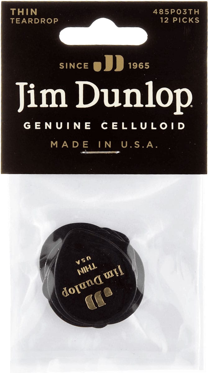 JIM DUNLOP MDIATOR BLACK TEARDROP THIN SACHET DE 12