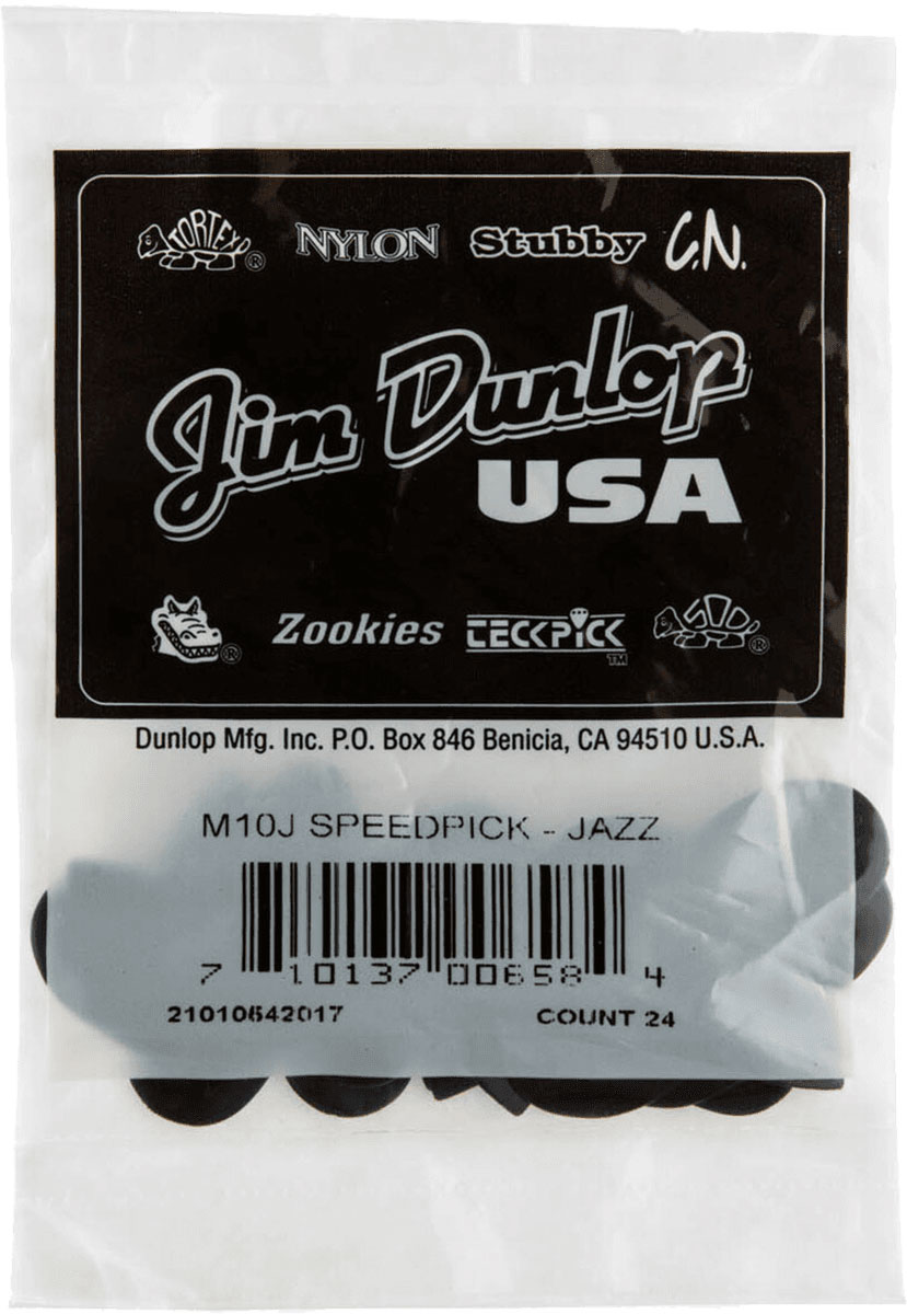 JIM DUNLOP SPEEDJAZZ, BAG OF 24, BLACK, REVERSE ANGLE, LEFT-HANDED, MEDIUM