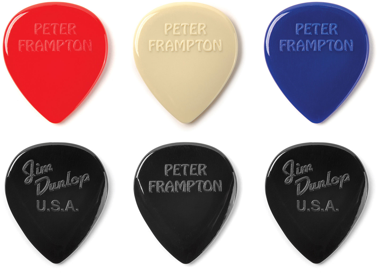 JIM DUNLOP Peter Frampton Vintage Jazz Teardrop assortis, 6 Pack