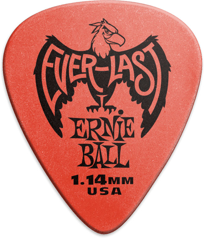 ERNIE BALL Médiators Everlast Sachet de 12 Rouge 1,14Mm