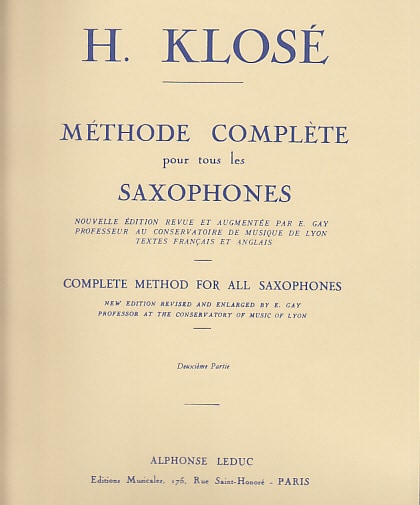 LEDUC KLOSE - METHODE COMPLETE POUR TOUS LES SAXOPHONES VOL.2