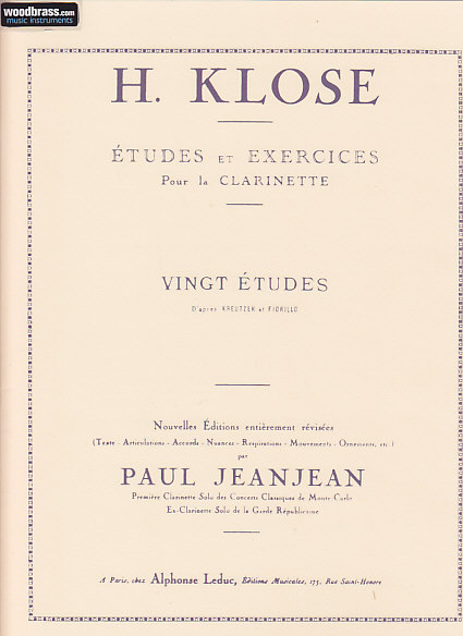 LEDUC KLOSE - 20 ETUDES D'APRES KREUTZER ET FIORILLO - CLARINETTE 