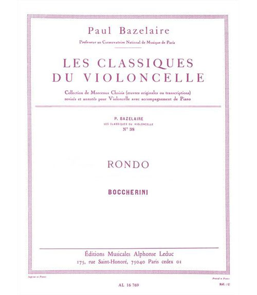 LEDUC BOCCHERINI L. (ARR. BAZELAIRE) - RONDO - VIOLONCELLE ET PIANO