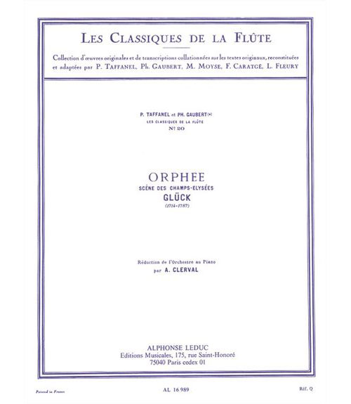 HAMELLE EDITEURS Gluck - Orphee - Scene Des CHAMPS-elysees
