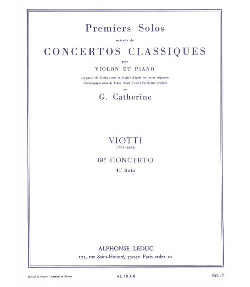 LEDUC VIOTTI G.B. - SOLO N°1 DU CONCERTO N°19 - VIOLON & PIANO