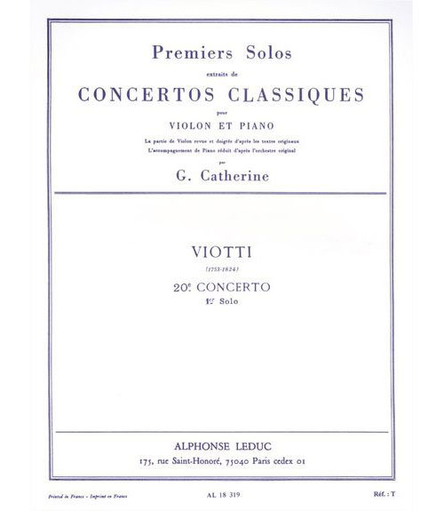 LEDUC VIOTTI - SOLO N°1 DU CONCERTO N°20 (VIOLON / PIANO)
