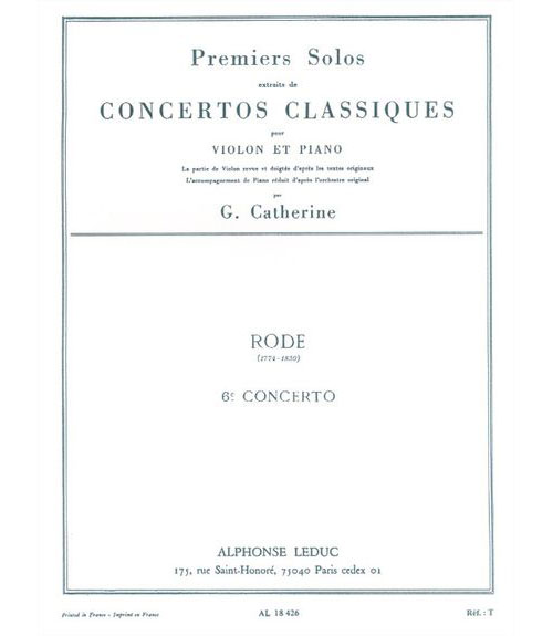LEDUC RODE PIERRE - SOLO N°1 DU CONCERTO N°6 (CATHERINE) - VIOLON ET PIANO