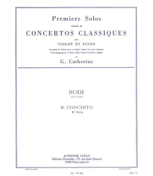 LEDUC RODE PIERRE - SOLO N°1 DU CONCERTO N° 8 (CATHERINE) - VIOLON & PIANO