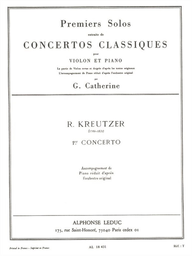 LEDUC KREUTZER R. / CATHERINE G. - 1ER SOLO DU CONCERTO N°1 - VIOLON & PIANO