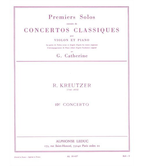 LEDUC KREUTZER - SOLO N°1 DU CONCERTO N°19 (CATHERINE) - VIOLON ET PIANO