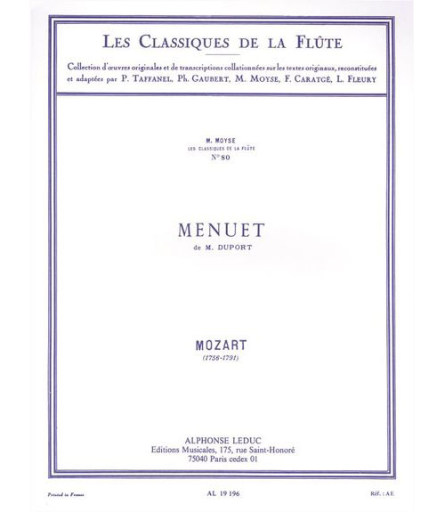 LEDUC MOZART W.A. - MENUET DE M. DUPORT - FLÛTE ET PIANO 