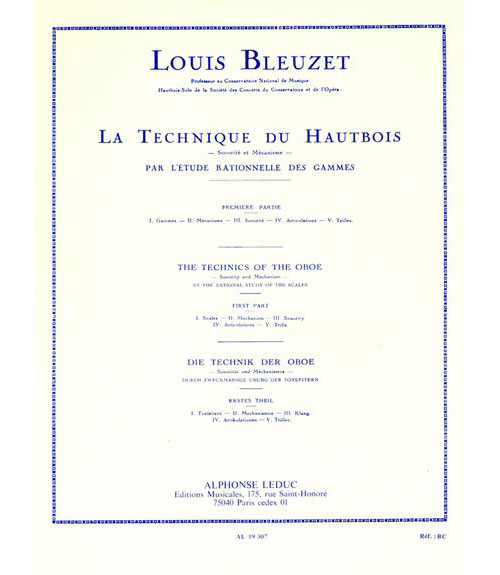 LEDUC Bleuzet L. - Technique Du Hautbois Par L'etude Rationelle Des Gammes Volume 1