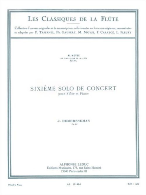 LEDUC Demersseman J. - Sixieme Solo De Concert Op.82 - Flute