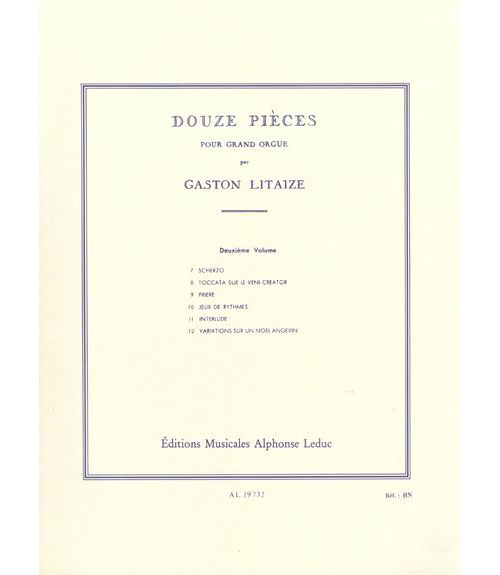 LEDUC LITAIZE GASTON - 12 PIECES POUR ORGUE VOL.2 (PIECES 7-12)