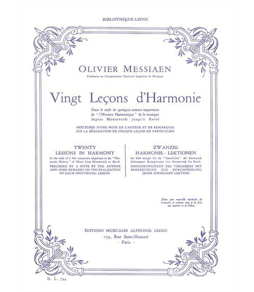 LEDUC MESSIAEN OLIVIER - 20 LEÇONS D'HARMONIE