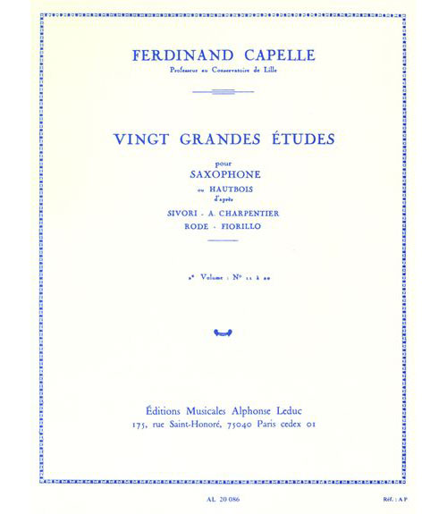 LEDUC CAPELLE FERDINAND - 20 GRANDES ETUDES VOL.2 (SAXOPHONE OU HAUTBOIS)