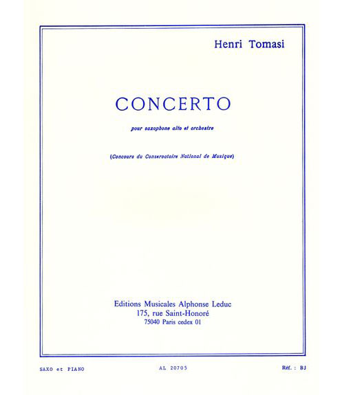 LEDUC Tomasi Henri - Concerto Pour Saxophone Alto et Orchestre
