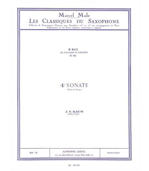 LEDUC BACH J.S. - 4e SONATE (FLUTE) - SAXOPHONE & PIANO