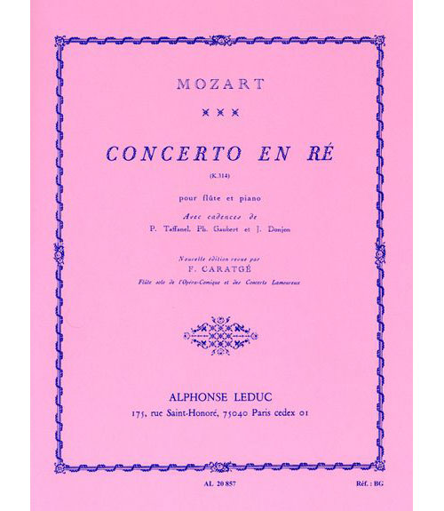 LEDUC MOZART WOLFGANG AMADEUS - CONCERTO EN RE - FLUTE ET PIANO
