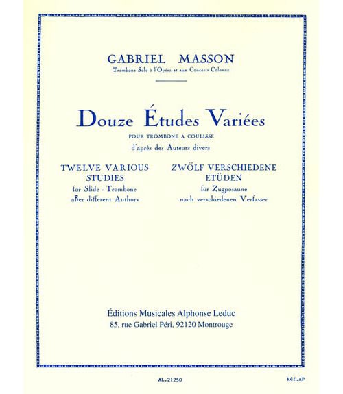 LEDUC MASSON G. - 12 ETUDES VARIEES - TROMBONE 
