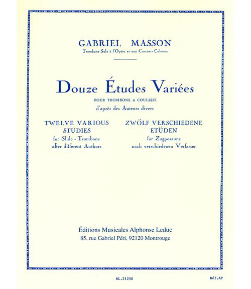 LEDUC MASSON G. - 12 ETUDES VARIEES - TROMBONE 