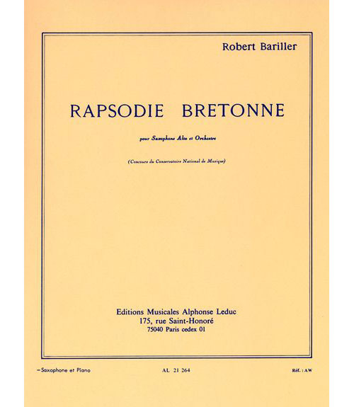 LEDUC Bariller R. - Rapsodie Bretonne - Saxophone Alto et Piano