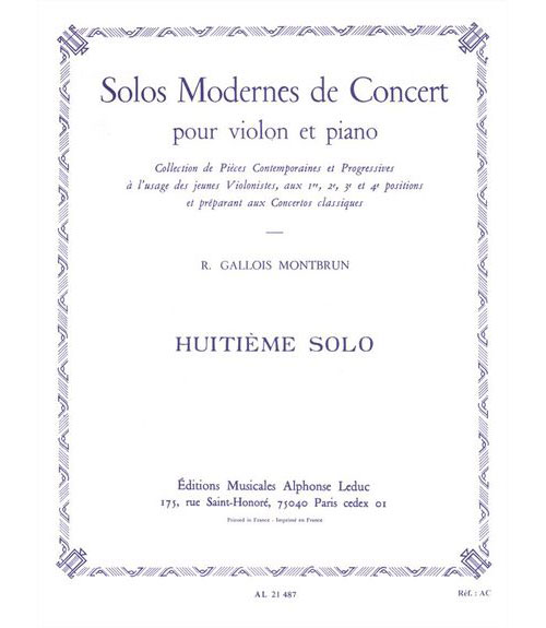 LEDUC GALLOIS-MONTBRUN RAYMOND - 8EME SOLO DE CONCERT