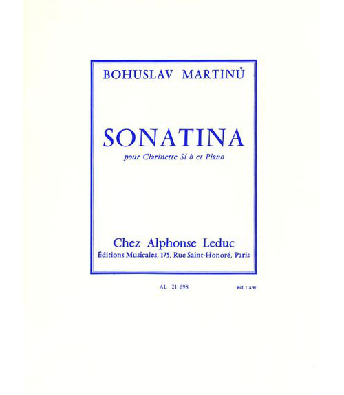 LEDUC MARTINU BOHUSLAV - SONATINA - CLARINETTE ET PIANO
