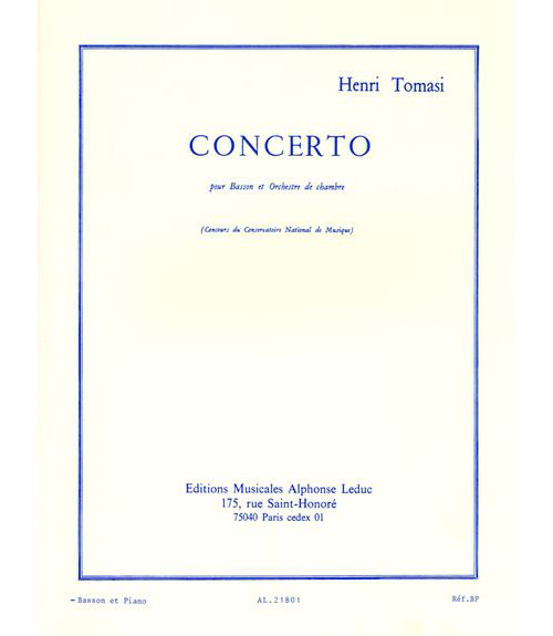 LEDUC Tomasi H. - Concerto(basson Orchestre) -basson et Piano