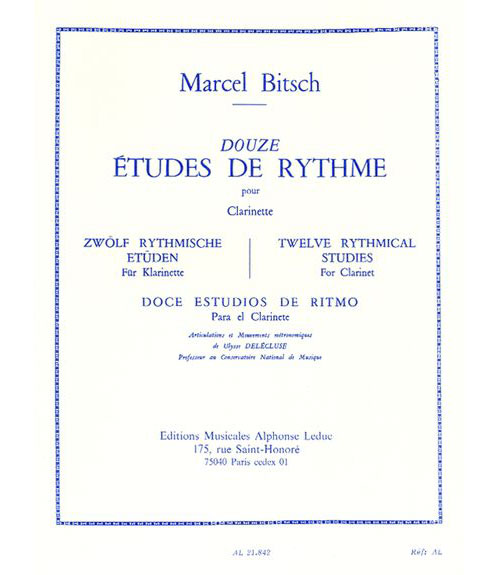 LEDUC Bitsch M. - 12 Etudes De Rythme - Clarinette