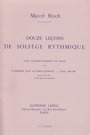 LEDUC BITSCH MARCEL - 12 LEÇONS DE SOLFEGE RYTHMIQUES (7 CLES) SANS PIANO 
